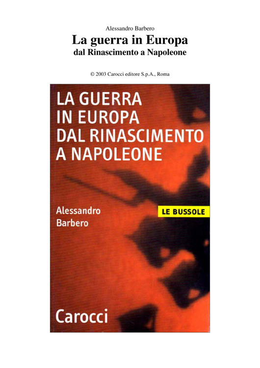 La guerra in Europa, dal rinascimento a Napoleone