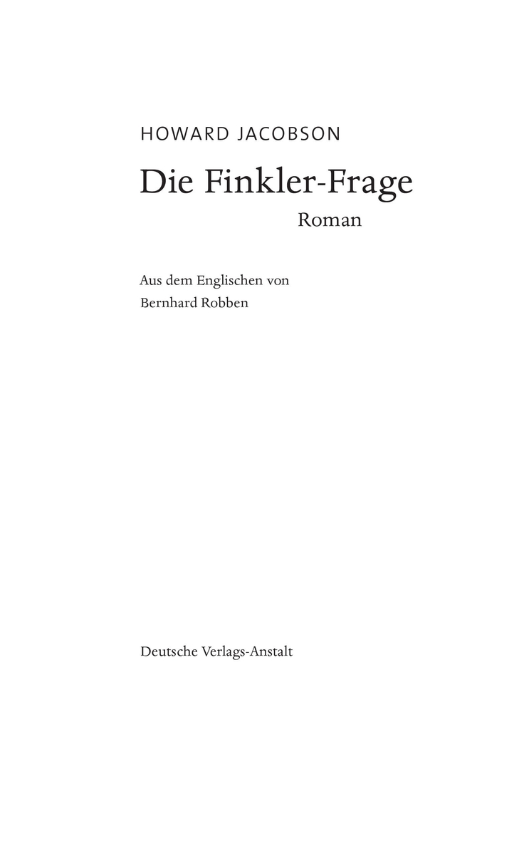 Die Finkler-Frage - Jacobson, H: Finkler-Frage